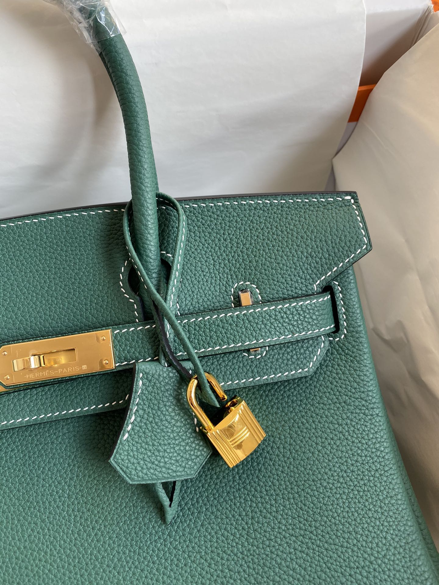 Hermes Birkin 30CM Togo Leather Handbag Malachite